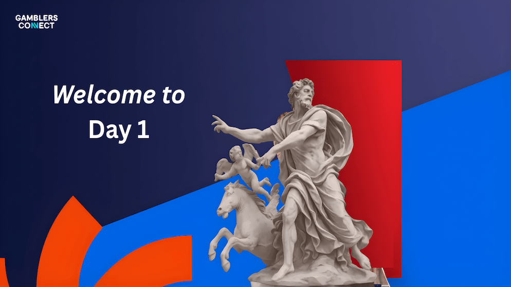 Roman-themed "Welcome to Day 1" image for the SiGMA Central Europe conference.