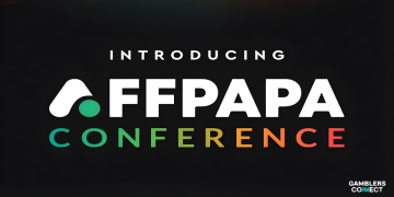 A digital banner announcing the rebranding of iGaming.Club Conference to AffPapa Conference, featuring the new logo and corporate colors.