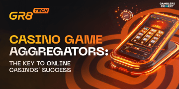 A digital illustration representing the concept of casino game aggregation, showing a central hub connecting multiple game providers to online casino operators.