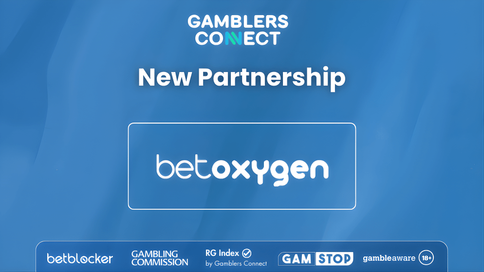 The logos of betoxygen and gamblers connect on a blue promotional image symbolizing the new partnership