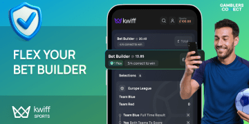 A digital illustration of the Kwiff mobile app interface displaying the new "Flex" toggle on a football betting slip.
