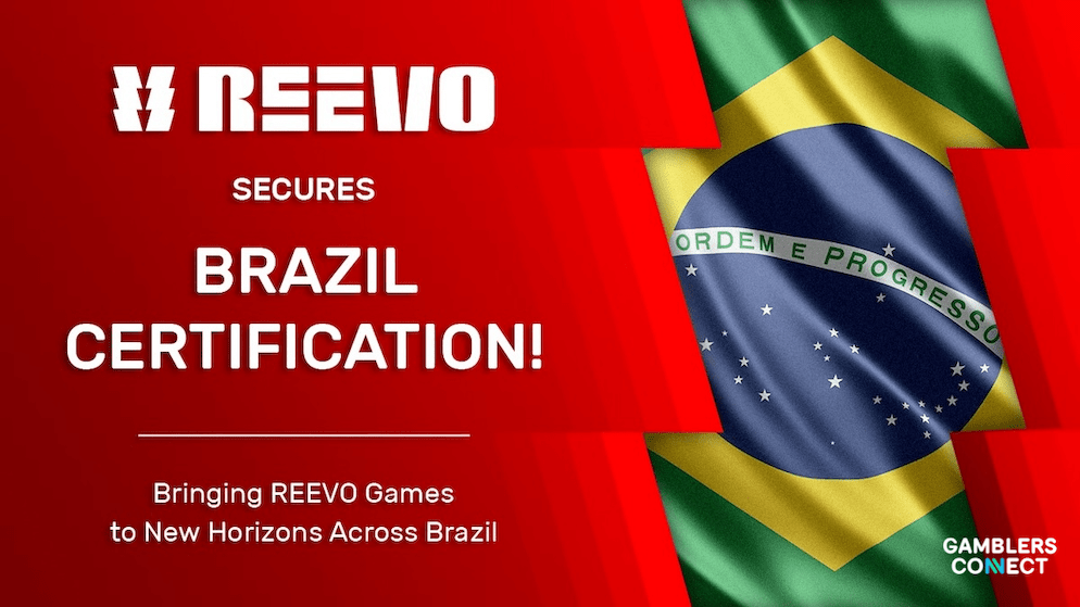 A smartphone screen displaying a selection of REEVO's most popular slot games, now available to Brazilian operators.