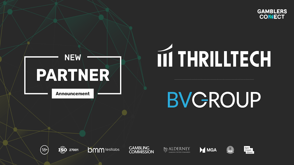 A conceptual graphic of a mobile betting interface featuring the ThrillPots "Opt-In" button and a progressive jackpot ticker overlaying a slot game.