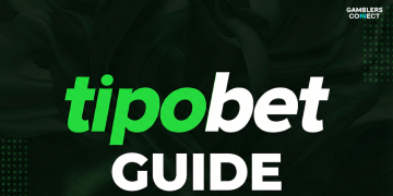 A vibrant green and white Tipobet logo set against a dark, textured, wavy background.