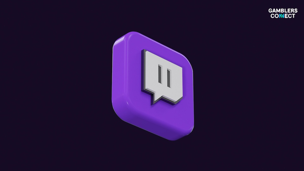 A screen graphic with the logo of Twitch
