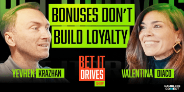 Valentina Diaco speaking with host Yevhen Krazhan inside a car driving through Rome for the Bet It Drives podcast.