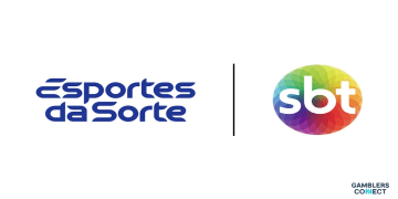 The Esportes da Sorte logo on the left and the colorful SBT logo on the right, separated by a vertical line, illustrating their broadcast partnership for the 2026 FIFA World Cup.