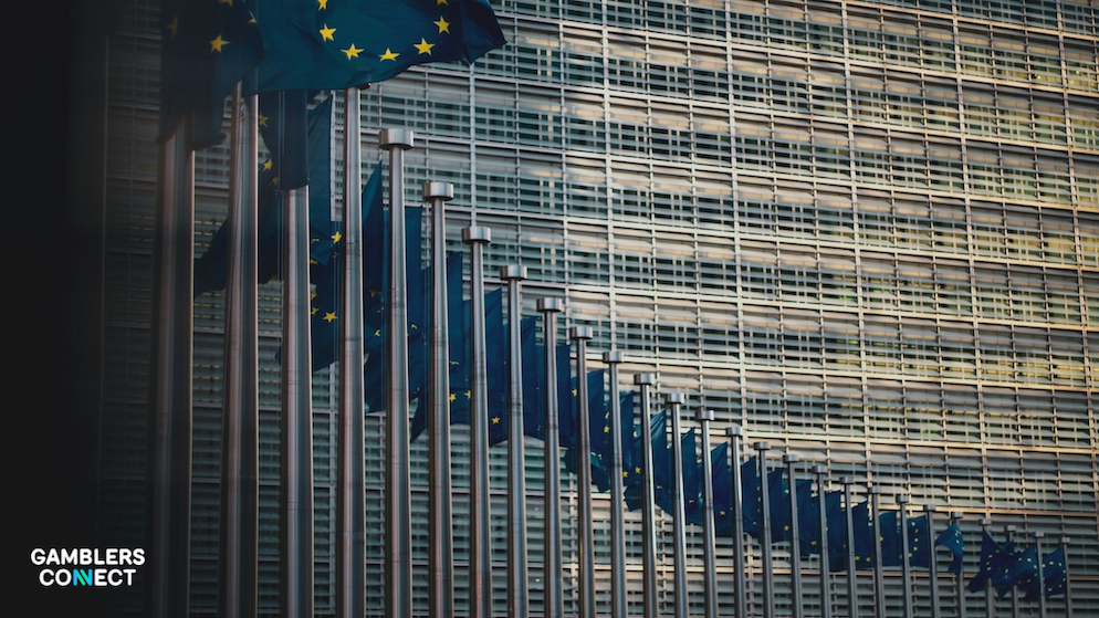 The modern glass architecture of the EU headquarters, reflecting new discussions on youth policy funding through online betting taxes.