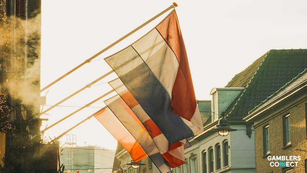 A stylized digital background featuring the Gamblers Connect logo, highlighting the shift away from influencer marketing in the Dutch iGaming sector.