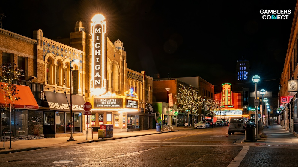 A scenic view of Michigan's landscape under a cloudy sky, symbolizing the fluctuating monthly performance of the state's gambling market as shown in the MGCB Financial Report.
