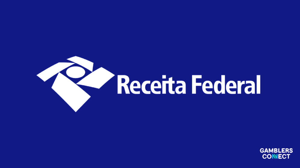 The official logo of the Receita Federal (Federal Revenue Service of Brazil) in white against a dark blue background.