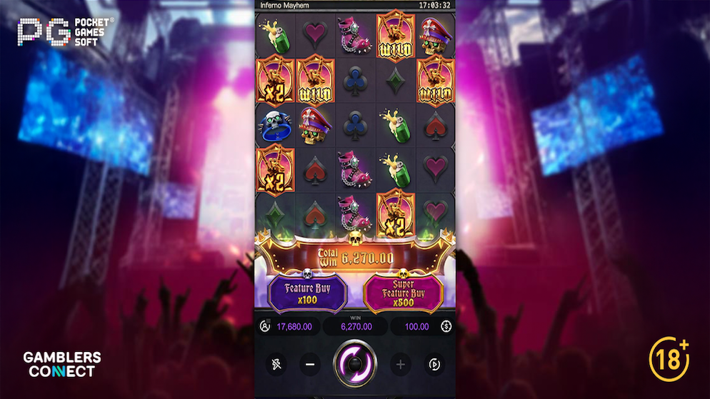 PG Soft's Inferno Mayhem offers multipliers up to x500 and a staggering x25,000 max win.