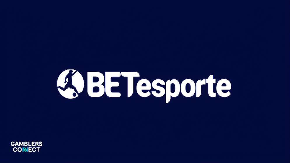 The BETesporte logo in white text with a stylized soccer player silhouette in a circle, set against a deep blue background.