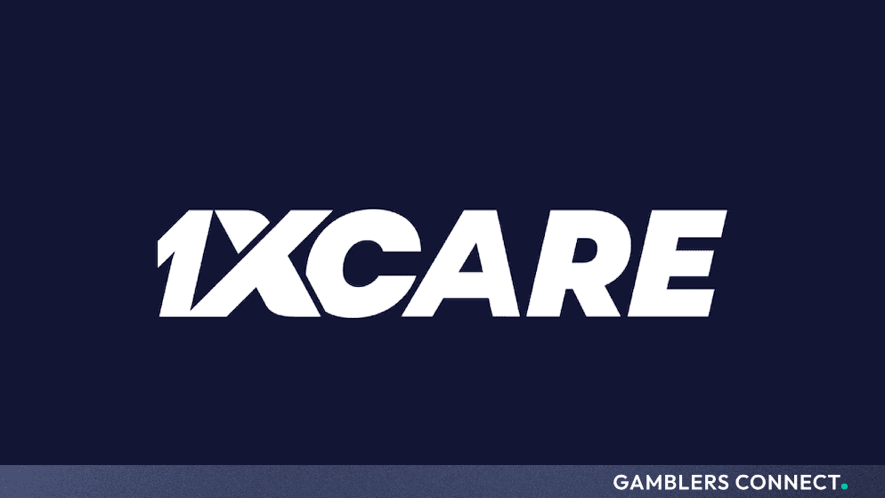Clean branding asset displaying the 1xCare logo representing automated risk detection and player well-being systems.