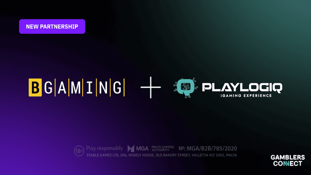 Operational graphic showcasing the commercial alignment between BGaming and PlaylogiQ for turnkey casino and sportsbook solutions.