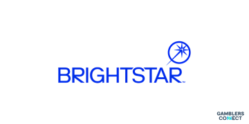 The official corporate logo of Brightstar presenting its clean, dark blue typography next to a circular blue emblem containing a white starburst design, centered on a plain white background canvas.