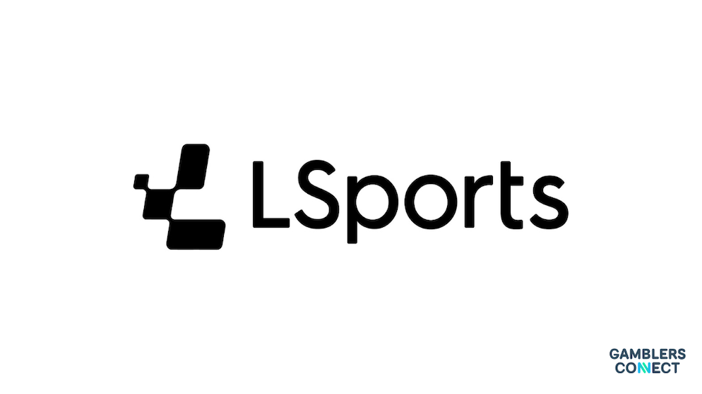 The minimalist black typography of the official LSports corporate identity centered over a solid white backdrop layout.