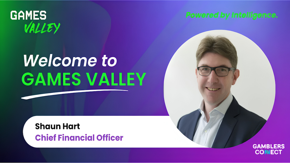 Games Valley Strengthens Executive Leadership Team by Appointing Shaun Hart as CFO 1 The clean green and purple corporate identity layout of games aggregator Games Valley, announcing the onboarding of Shaun Hart as Chief Financial Officer.