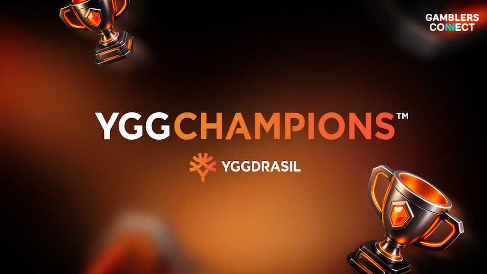 Corporate publishing layout showing the YGG Champions house-of-brands program logo over an illuminated bronze background.
