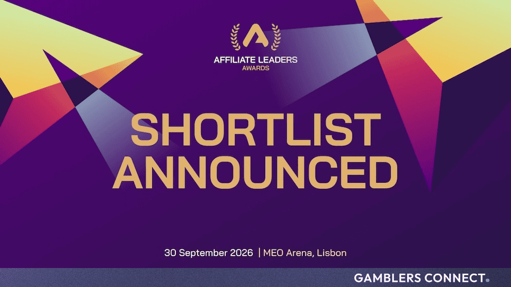 Promotional graphic announcing the shortlist for the Affiliate Leaders Awards taking place on 30 September 2026 at the MEO Arena in Lisbon.