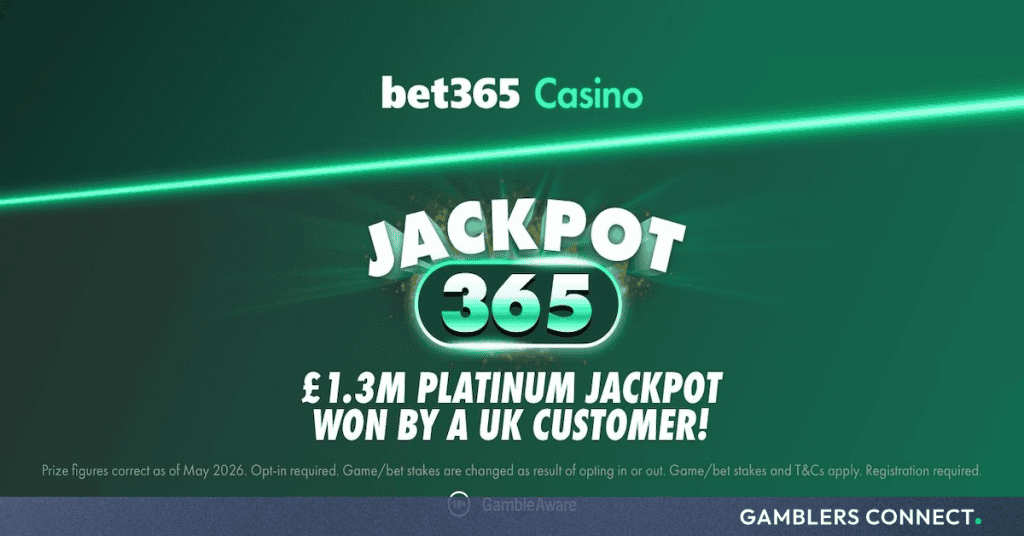 bet365 Casino Player Secures £1.3M Payout on 10p Jackpot365 Progressive Side Bet