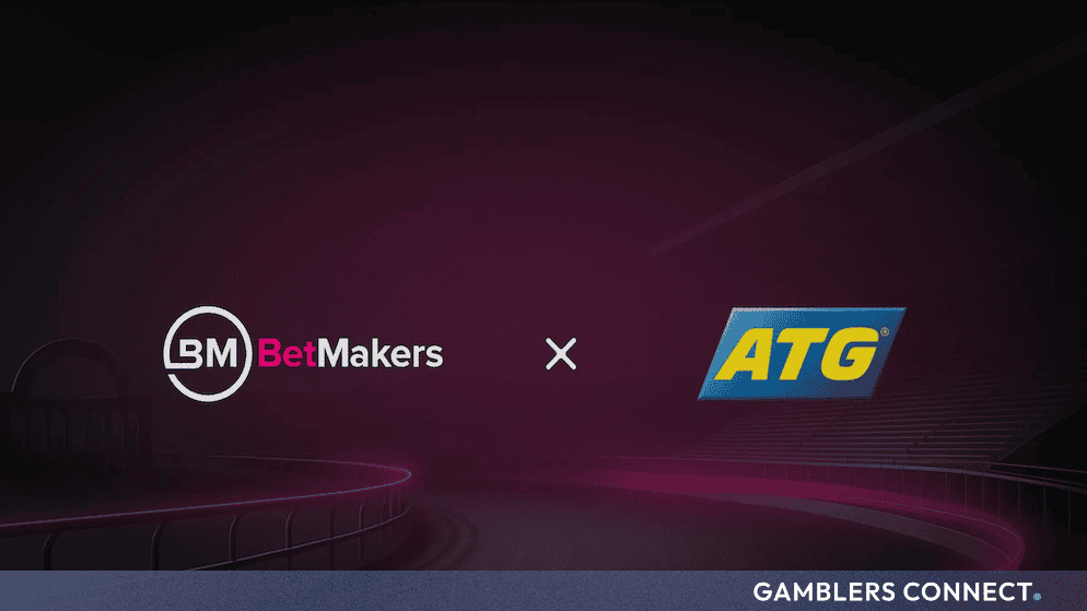 Commercial launch graphic illustrating the strategic alliance between BetMakers and ATG for global fixed-odds horse racing distribution.