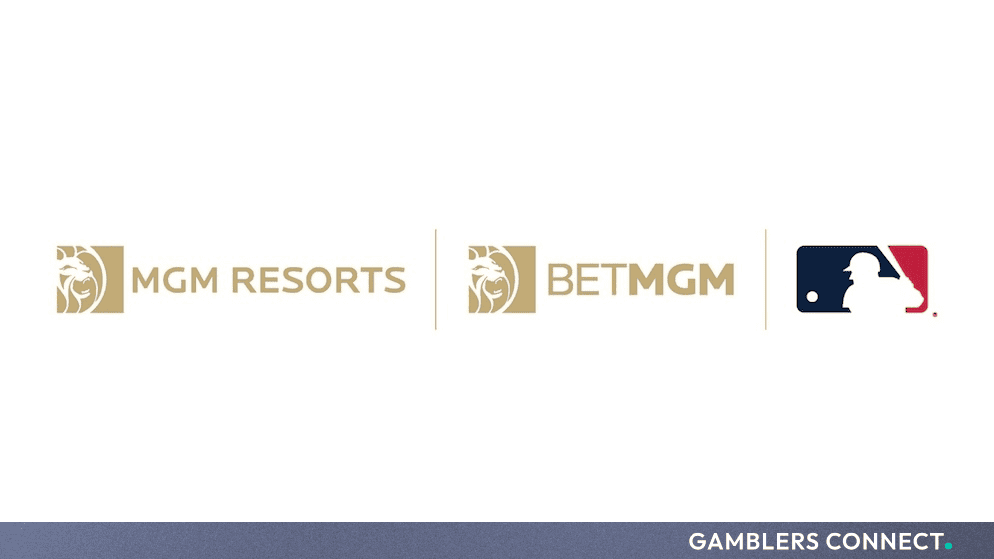 Official commercial logo configurations detailing the strategic alliance between MGM Resorts, digital sportsbook BetMGM, and Major League Baseball.