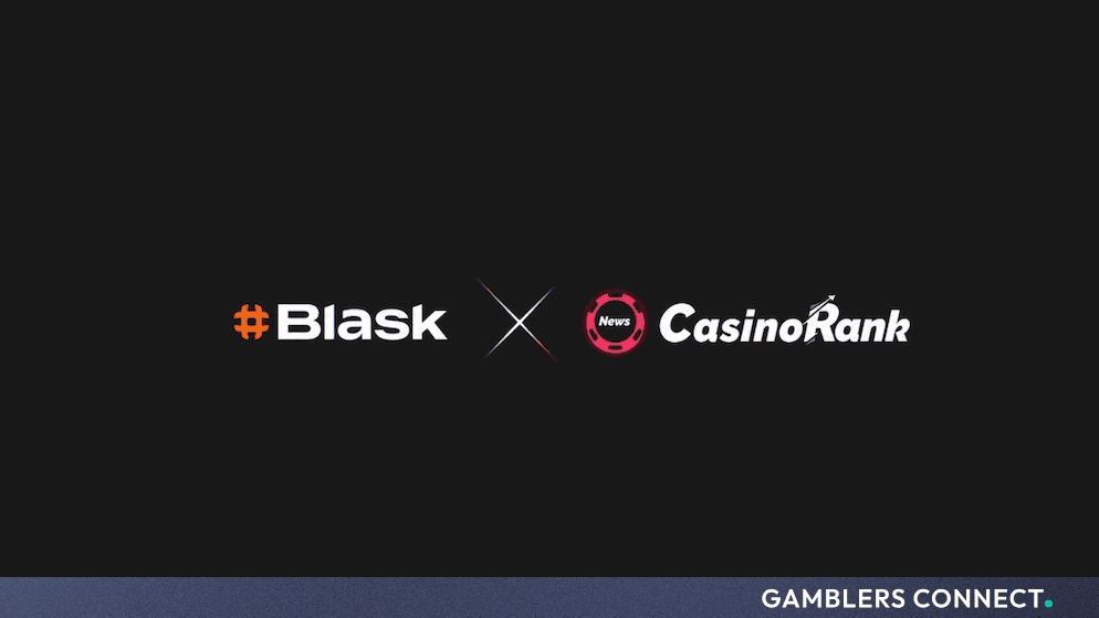 Official corporate launch banner illustrating the technical data collaboration between Blask analytics and CasinoRank iGaming news.