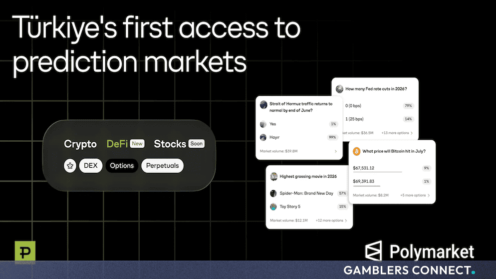 App snapshot showcasing real-time on-chain prediction contracts integrated within Paribu's newly deployed DeFi dashboard layout next to the Polymarket brand logo.