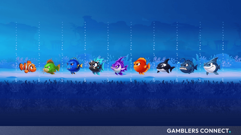 Leaked promotional screenshot showcasing the underwater food chain and character evolution stages for Dominator Play's new instant game.
