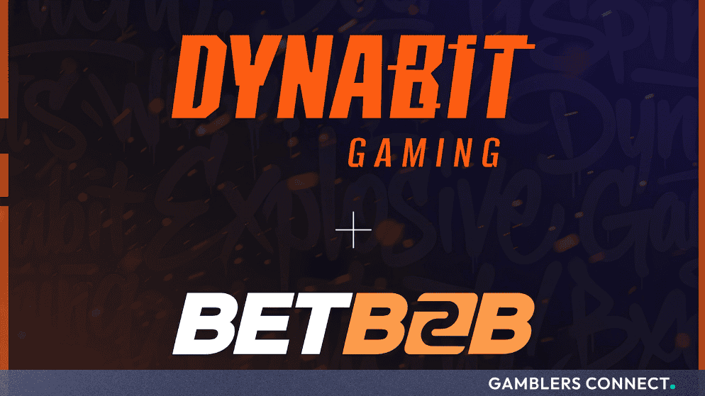 Strategic B2B partnership graphic representing the unified content distribution alliance between software provider Dynabit Gaming and aggregator BetB2B.