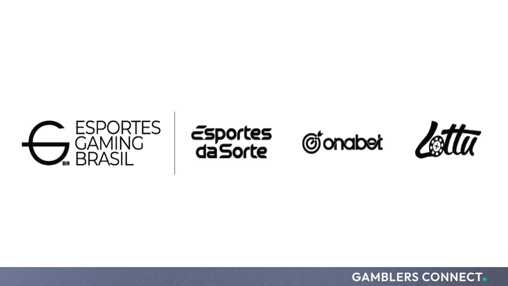 Brand logo lineup representing Esportes Gaming Brasil, Esportes da Sorte, Onabet, and Lottu.