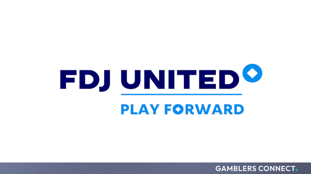 Official corporate logo for FDJ UNITED with the tagline "Play Forward" displayed against a white background.