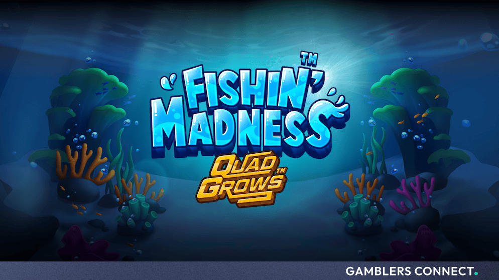 Games Global and Posh Monkey Studios Launch "Fishin’ Madness™ QUADGROWS™" 1 Official title asset for the Posh Monkey Studios fishing slot game, illustrating the aquatic theme and proprietary progression branding.