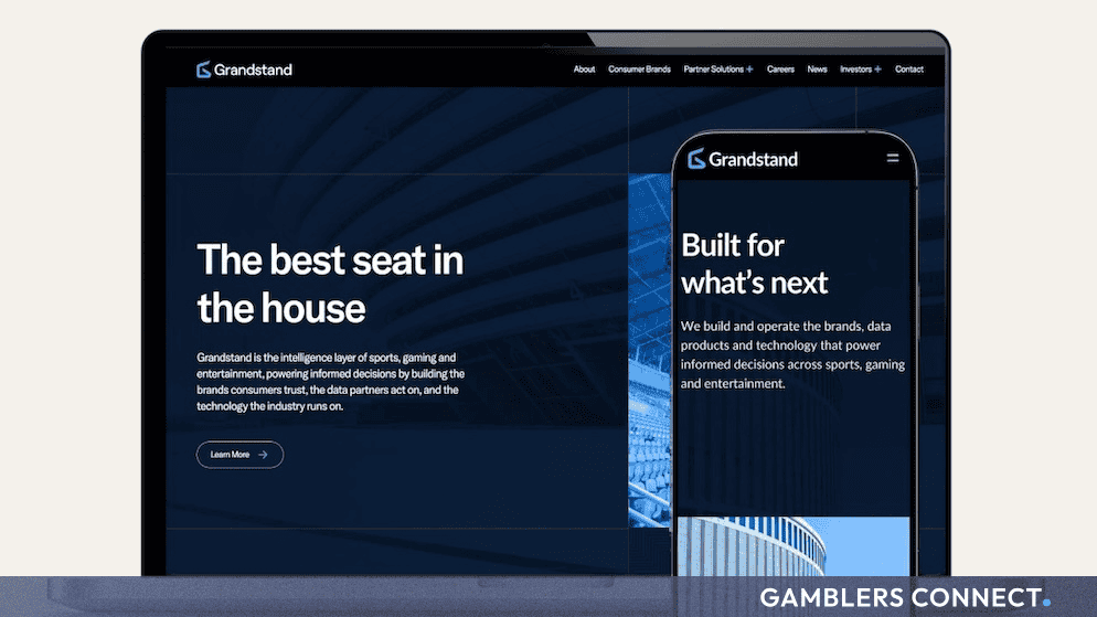 Grandstand brand interface displayed across digital screens.