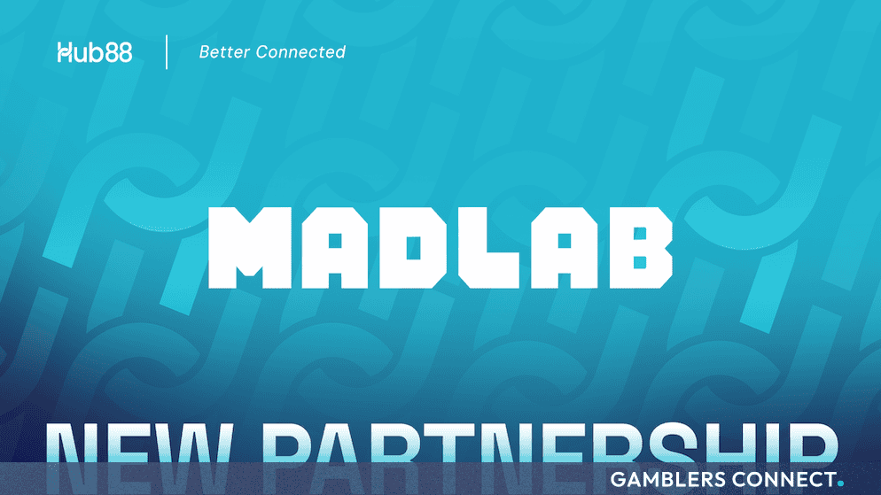 Hub88 Expands Content Portfolio via Provably Fair Integration with MadLab Gaming 1 B2B commercial asset showcasing the official partnership between Hub88 and MadLab Gaming for provably fair online casino integration.