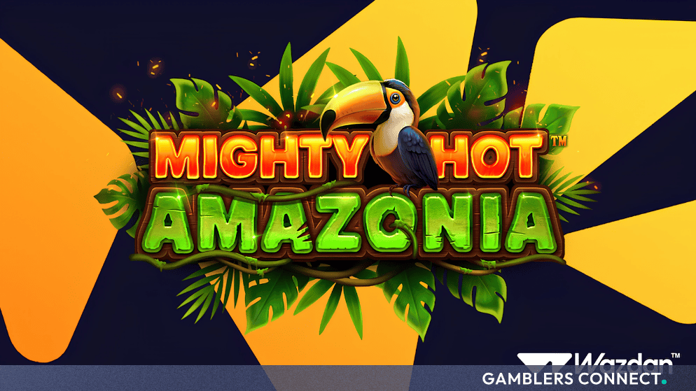 Wazdan Expands Iconic Series with Jungle-Themed Mighty Hot™: Amazonia 1 B2B commercial release asset showcasing the tropical jungle theme and branding of the new game by slot supplier Wazdan.