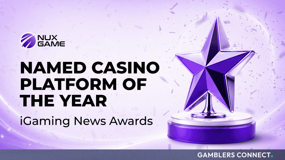 The NuxGame Casino Platform of the Year prize banner, celebrating core platform stability and scalable iGaming infrastructure.