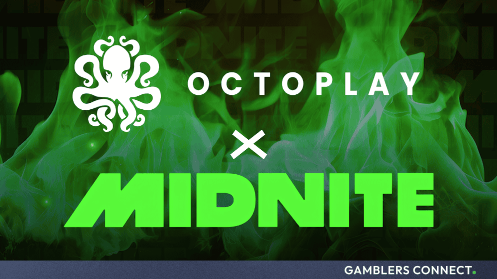 Octoplay Strengthens UK Foothold with Custom "Midnite Express" Launch for Midnite 1 Brand logos for Octoplay and Midnite layered over green atmospheric fire effects, symbolizing the launch of the exclusive Midnite Express slot game.