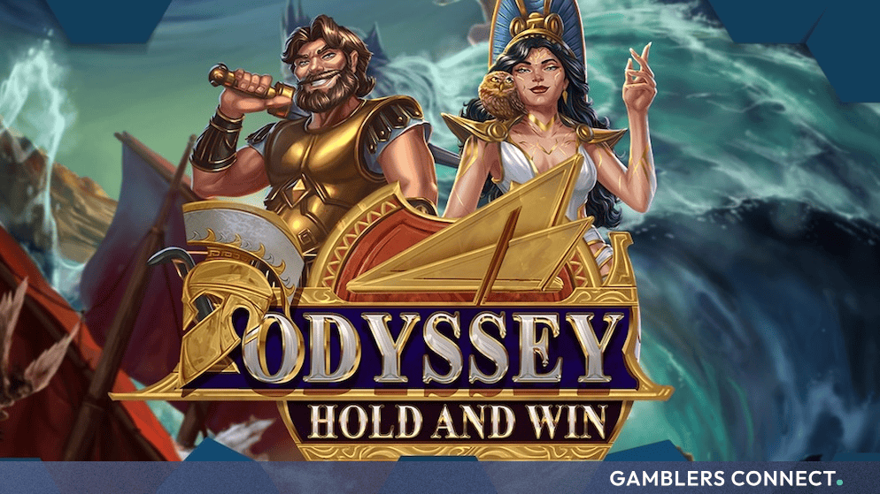 Game logo and mythic background display for the Odyssey Hold & Win slot release.