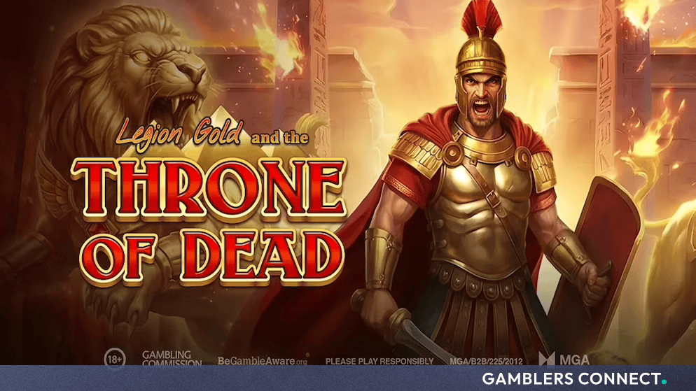 Play’n GO Debuts Cross-Series Hybrid "Legion Gold and the Throne of Dead" 1 Official promotional art banner for the Play’n GO hybrid slot, featuring MGA and UK Gambling Commission regulatory compliance licensing tags at the bottom.