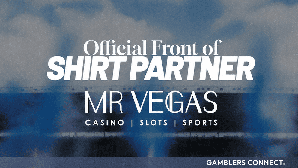 Promotional display announcing Mr Vegas as the official front-of-shirt partner for Reading Football Club.