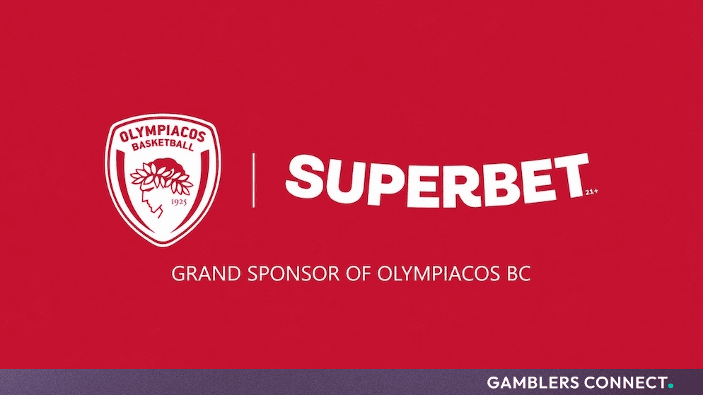 The official co-branded graphic designating Superbet as the Grand Sponsor of Olympiacos BC, highlighting long-term European sports marketing alignment.