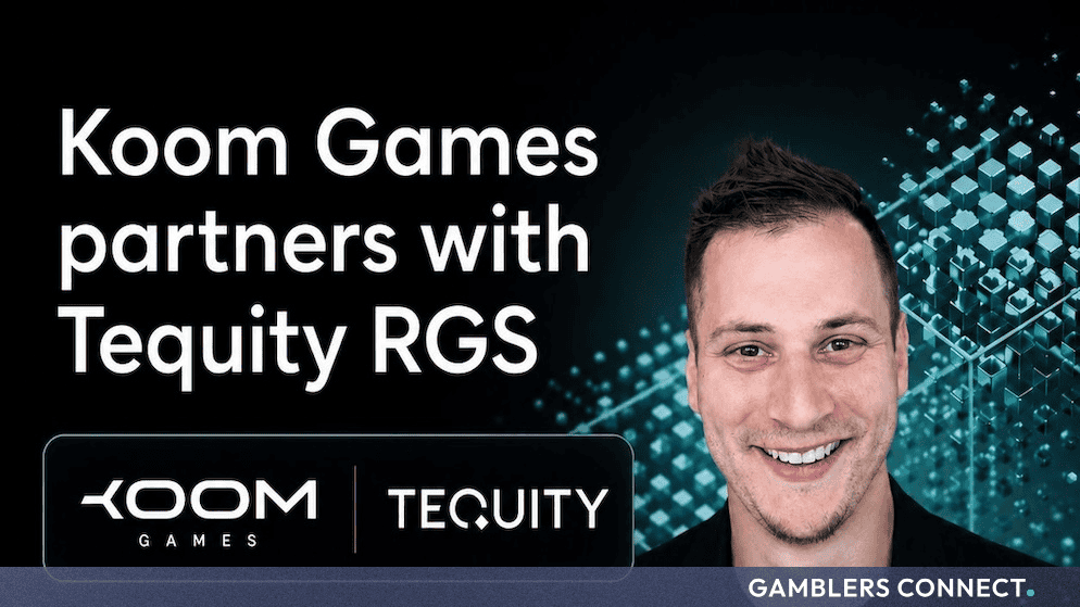 The official partner banner announcing the commercial integration of Koom Games with Tequity's high-performance iGaming platform.