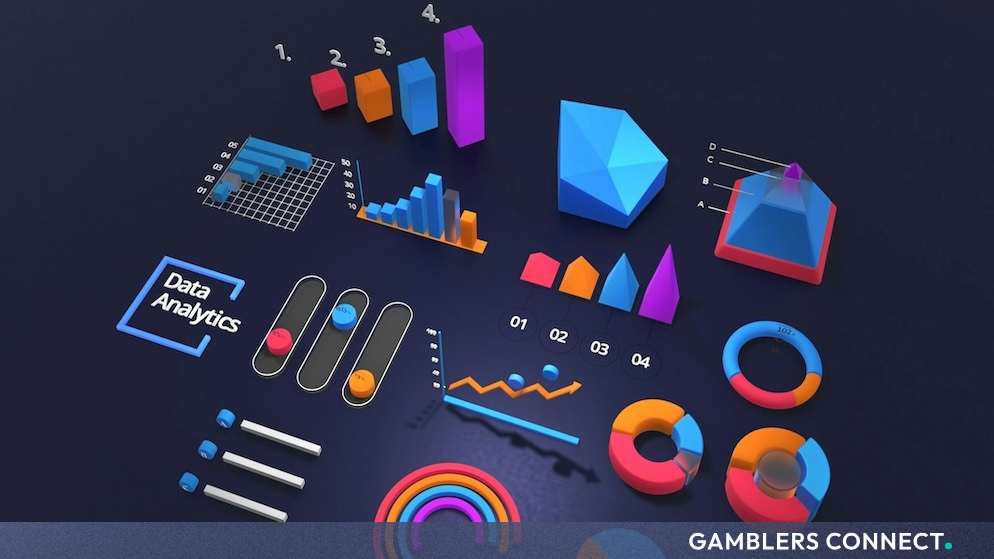 UK Gambling Commission Releases Third Annual GSGB Report Showing Stable Participation and Slight Dip in Problem Gambling Rates 1 Stylized 3D infographics and statistical charts representing research data collection and market analysis.