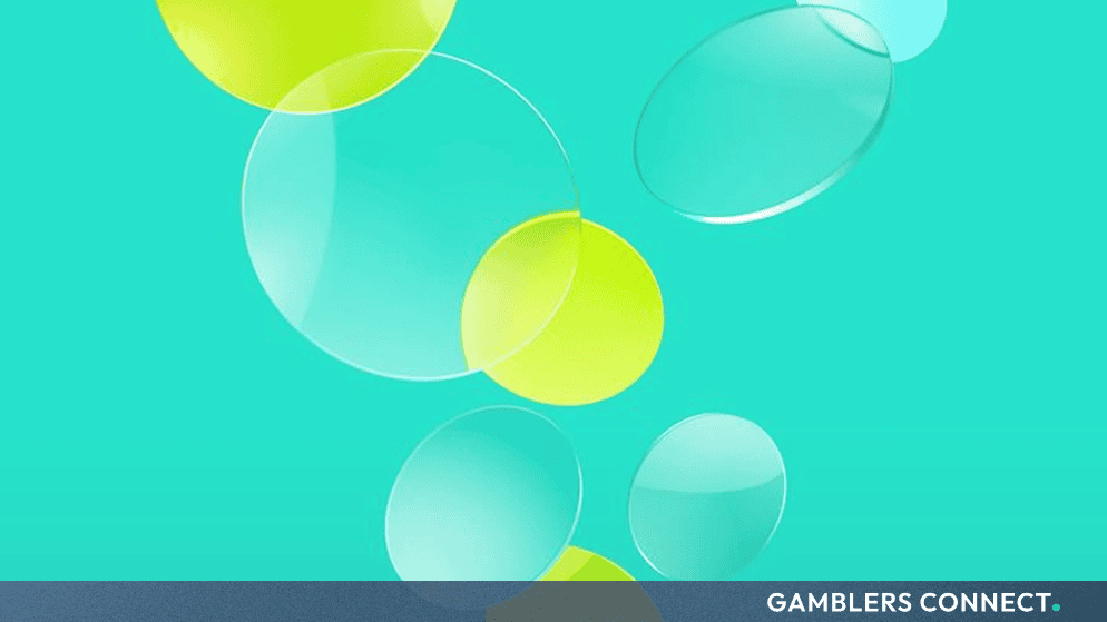 Abstract translucent circular shapes floating on a turquoise background, representing Allwyn's Player Protection Lab branding.