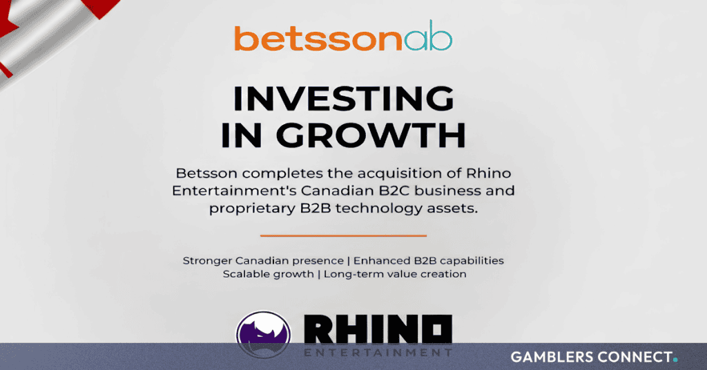 Betsson Completes €64.5M Acquisition of Rhino Entertainment’s Canadian Assets
