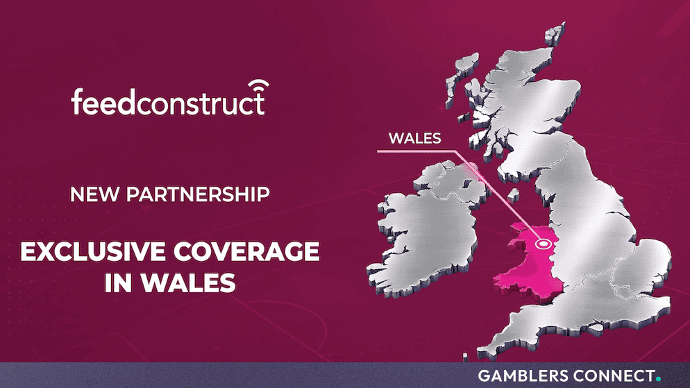 Promotional graphic displaying the FeedConstruct logo and a highlighted map of Wales alongside text announcing the new partnership.