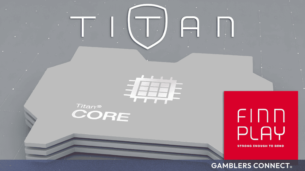 Graphic branding for Finnplay's Titan platform featuring the Titan Core and Finnplay logos.
