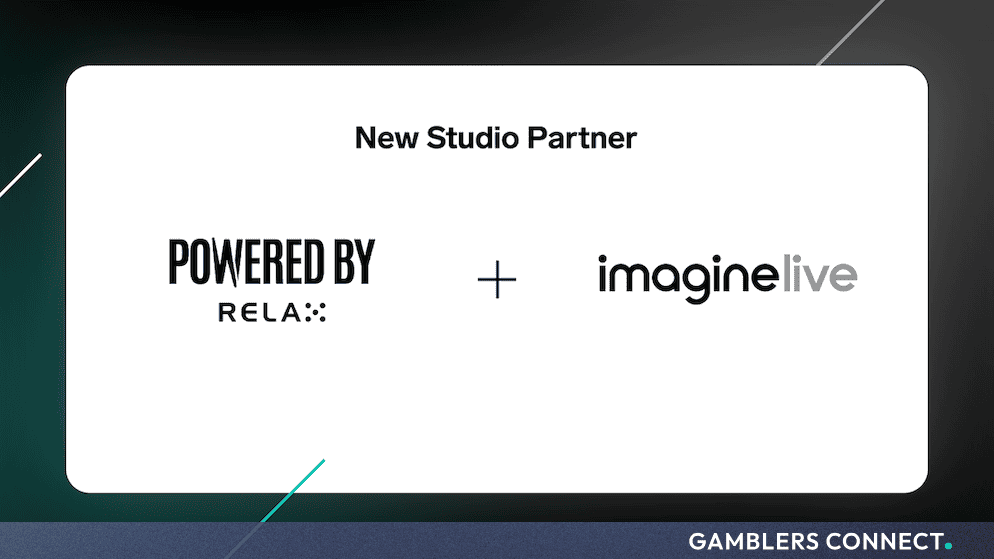 Graphic displaying the Powered By Relax and Imagine Live studio partnership logos side by side against a dark, modern background.